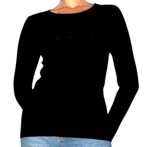Pink Republic Scoop Neck Long Sleeve Black Top Medium